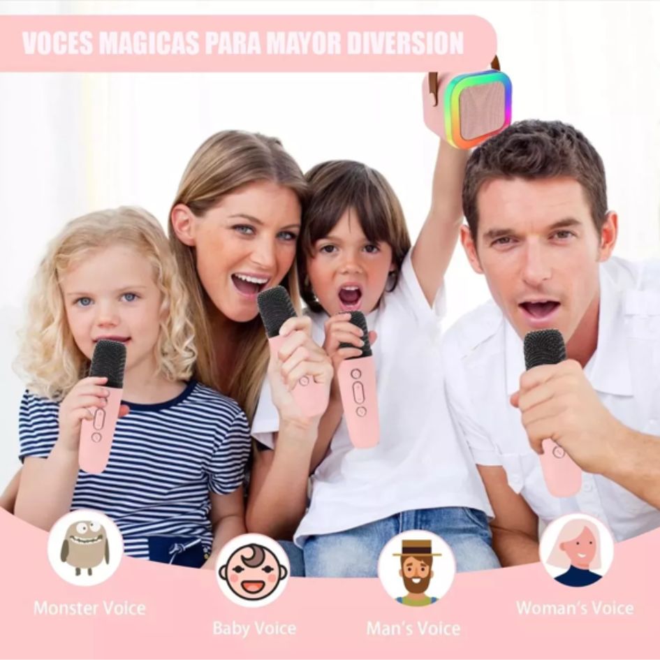 Bocina Karaoke 2 Microfonos Bluetooth